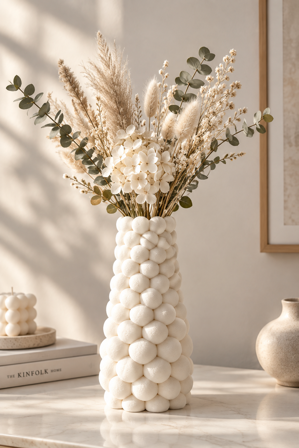 Close-up of the white bubble vase viewed from above