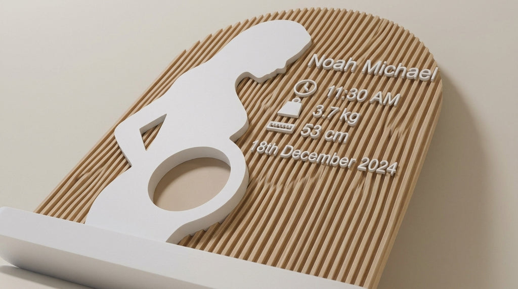 Personalised pregnancy silhouette keepsake frame with baby details