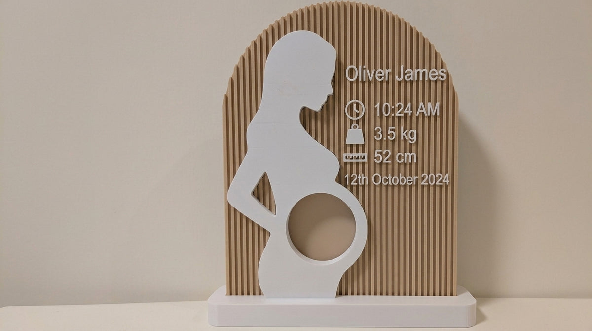 Modern textured arch pregnancy silhouette ultrasound frame