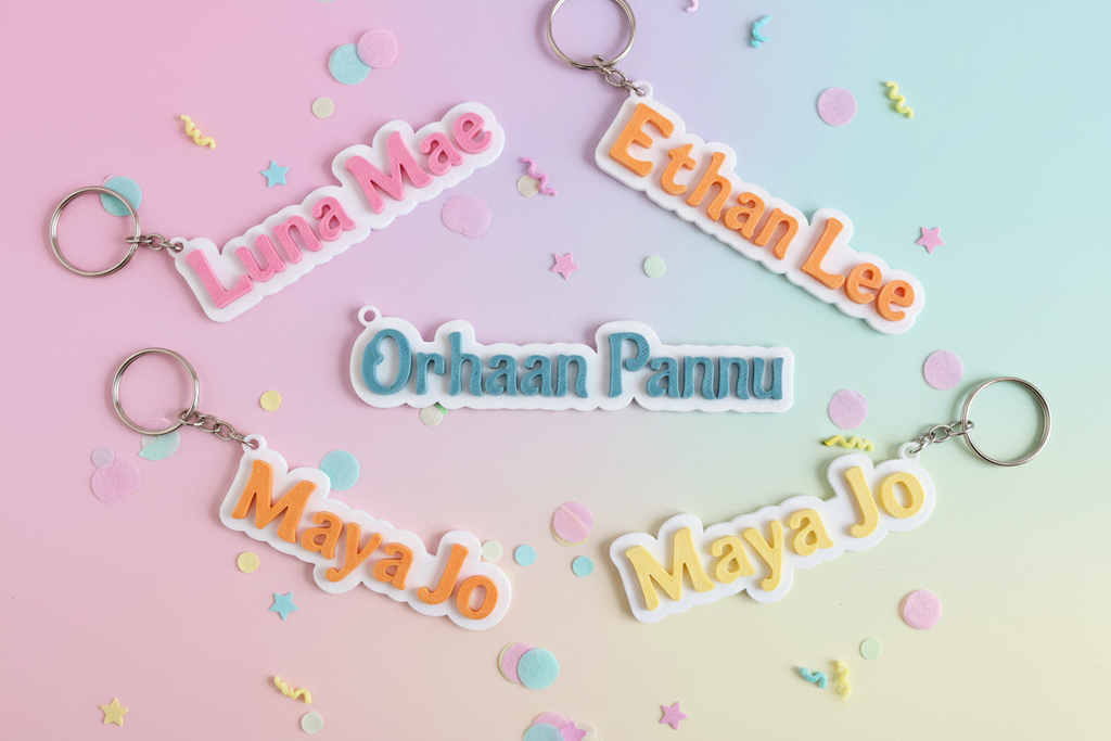 Colourful keyrings with confetti