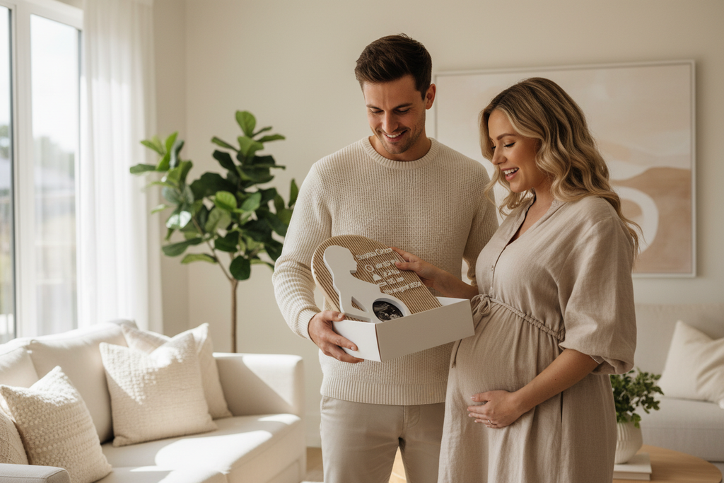 Couple celebrating the personalised keepsake