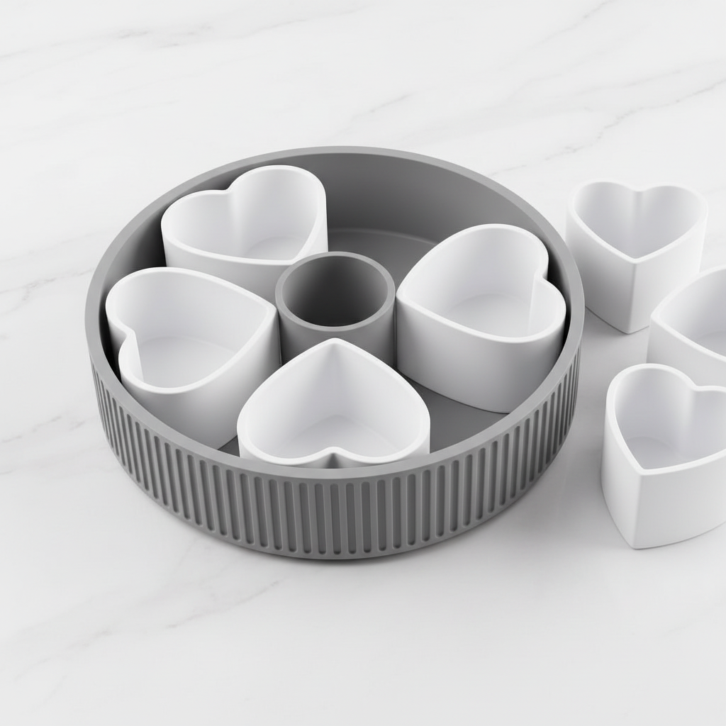 Gray heart snack platter