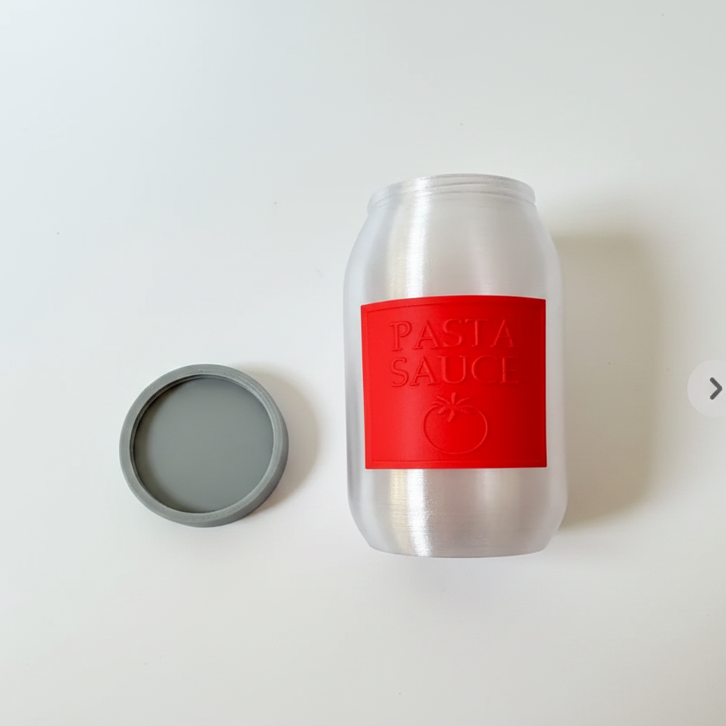 Pasta sauce jar flat lay