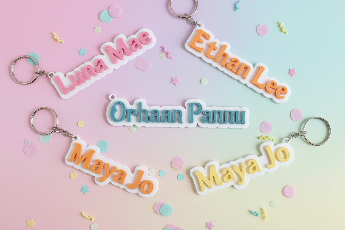 Larger colourful personalised keyrings image