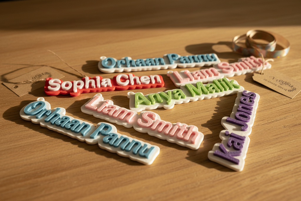 Multiple coloured personalised keyrings
