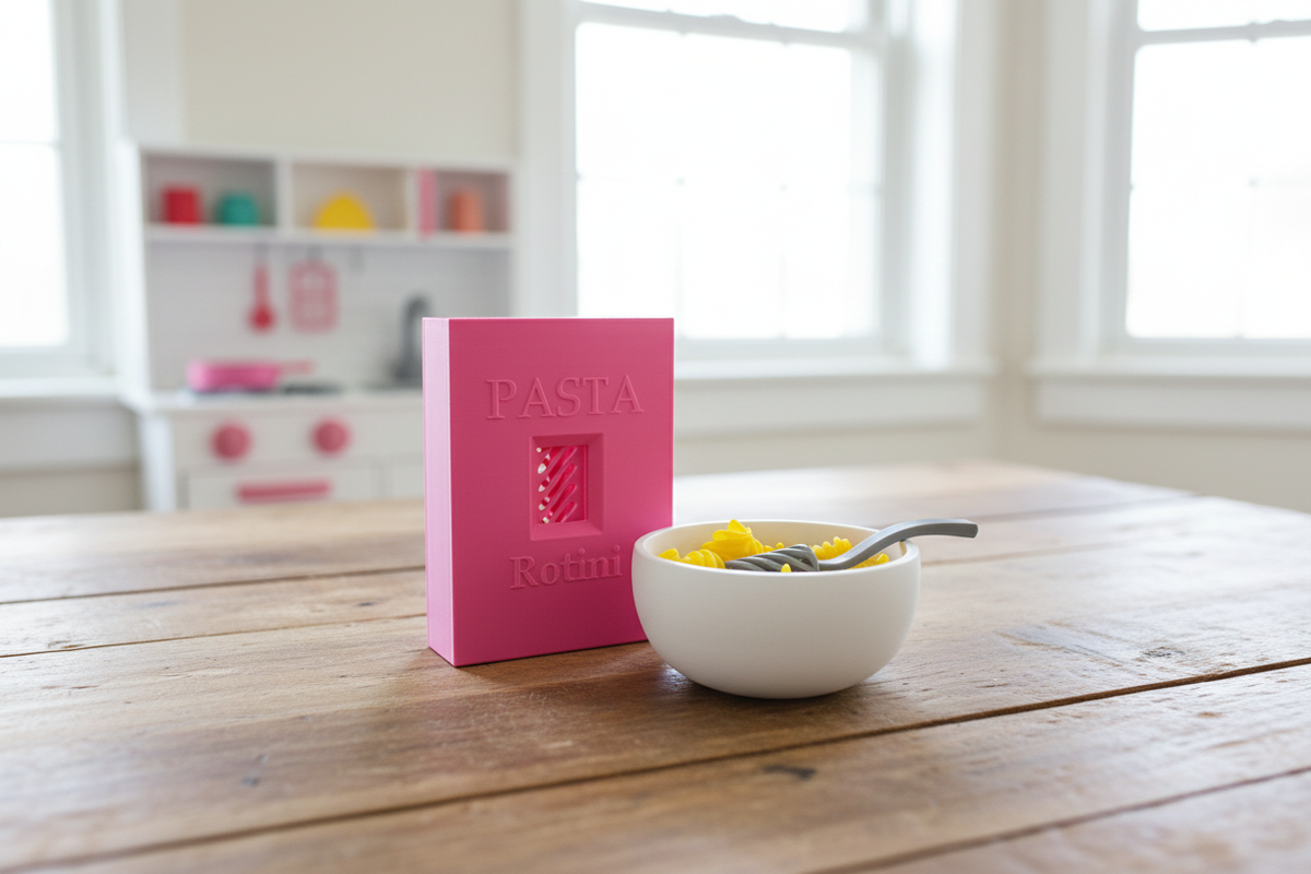 Pasta Playset in a children’s play kitchen