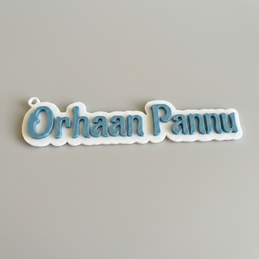 Personalised name keyring flat lay